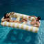 Sunnylife: flotteur hamac simple de luxe - rayure de sable Casa - piscine gonflable pour 2 personnes et chaise longue, sièges en filet, porte-gobelets, appuie-tête à traversin