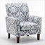 Chaise avec accoudoirs en mélange de polyester à motifs, structure en bois de bouleau massif avec pieds fuselés bruns, chaise d'appoint rembourrée de mousse avec garniture pour le bureau du salon