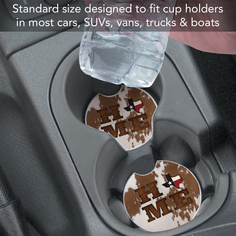 Ensemble de 2 sous-verres en cuir Cowhide Home Texas
