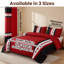 Ensemble de couvre-lit et rideau 9 pièces en microfibre rouge et noir avec 2 taies décoratives et 6 œillets filtrant la lumière-129076988