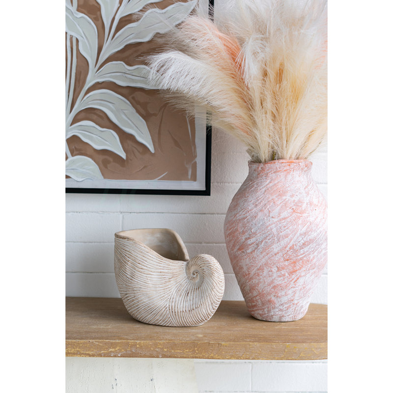 Pot à fleurs 11,5X6,7X7,7 "sable et ciment Nautilus avec finition texturée beige, H 7,73 po x l 11,52 po x P 6,72 po