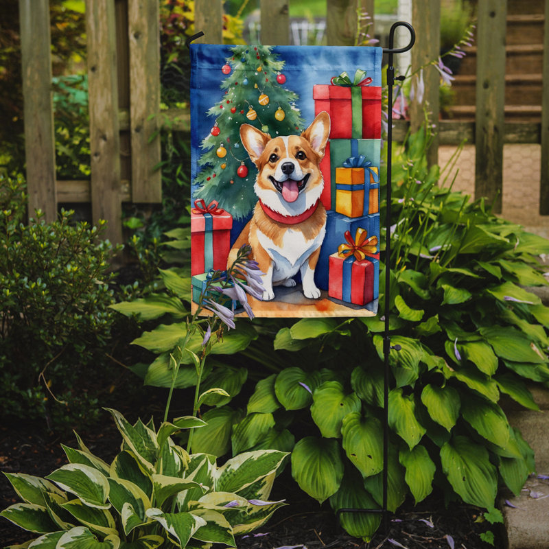 Drapeau de Noël renne de jardin, Corgi