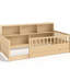 Structure de lit simple en bois naturel avec garde-corps haut et clôture, espace de lecture privé pour plancher de sécurité de chambre à coucher, couleur, contreplaqué de pin, décor-129943906-129943905