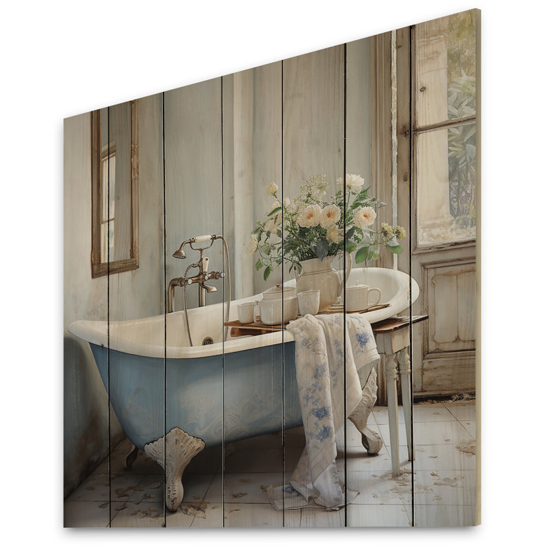 Impression sur bois «Bath Laundry Serenity Soak», H 35 po x l 35 po x P 0,78 po