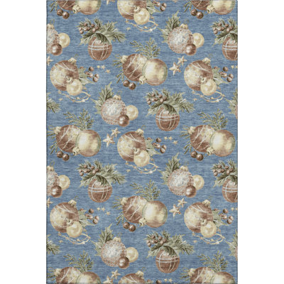 Premium Machine Washable Mayfield AMF1828 Christmas Balls Rug