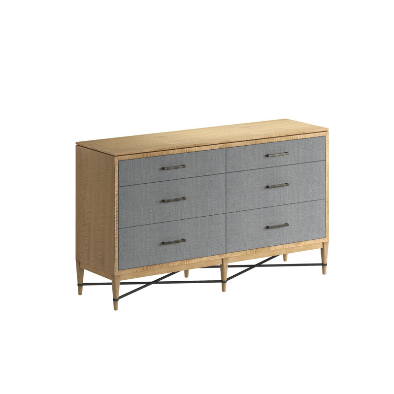 Loft 6 - Drawer Solid Wood Dresser, Brown/Gray