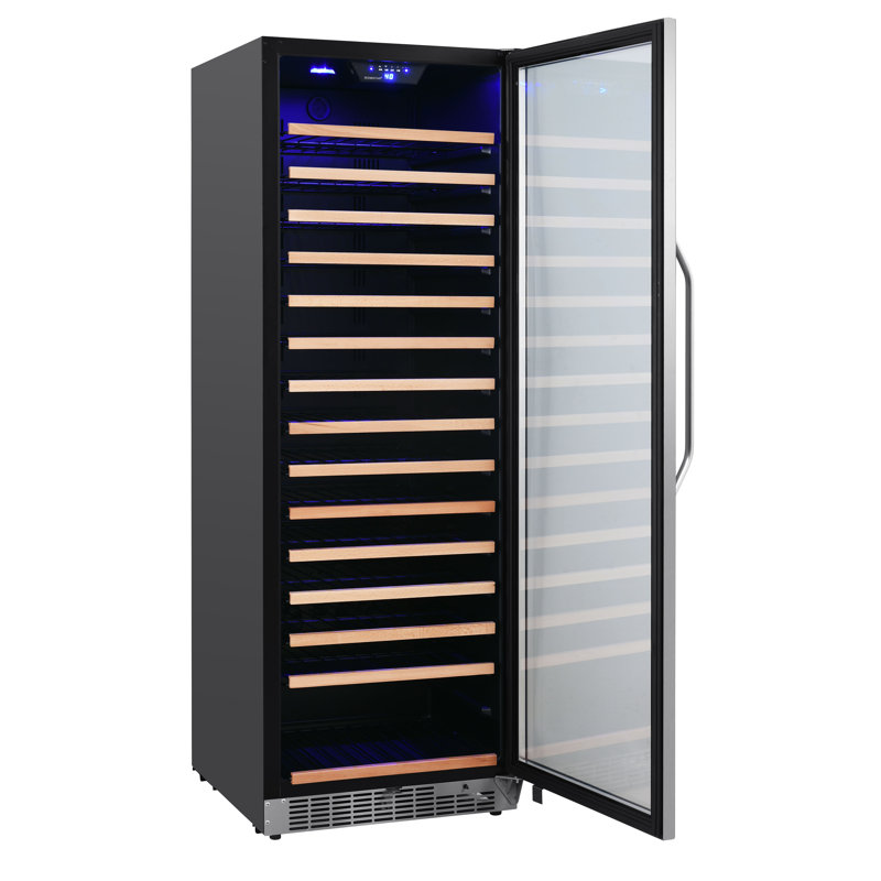 141 Bottle Dual Zone Stainless Steel Wine Refrigerator with Interior Lighting