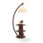 White + Nut-brown Fabric + Solid Wood + Iron Free form Floor Lamps