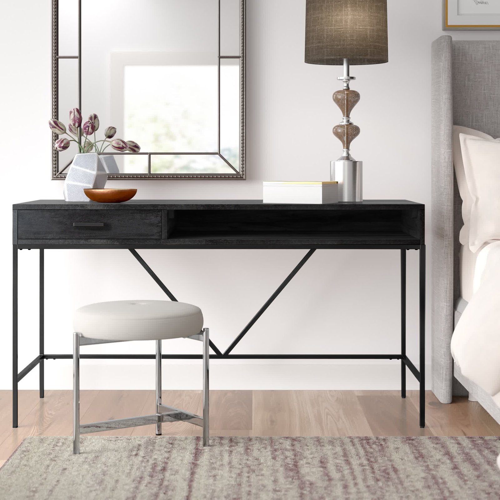 Soleil 56" Writing Desk, Black