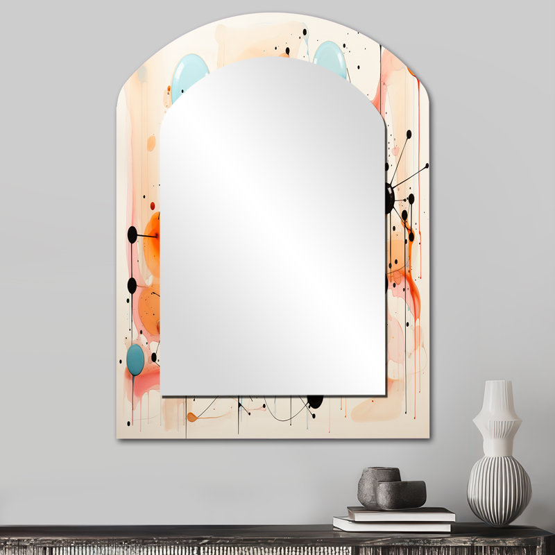 Abstrait coloré Mid Mid Century Atomic I - miroir asymétrique moderne, miroir mural décoratif arche moderne, impression d'art en métal