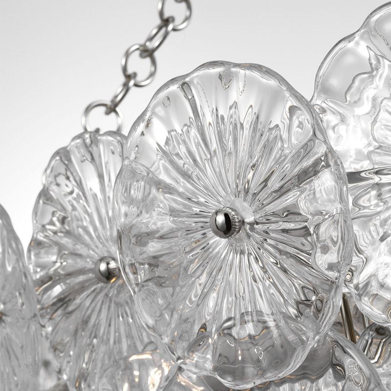 Julie Neill Gianna 36" Ring Chandelier with Clear Glass, Clear, Burnished Silver Leaf