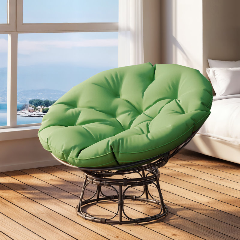 Papasan Patio Chair with Cushions, Green, 49"W x 36"H x 12"D