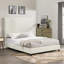 Grand lit plateforme tapissier blanc Boucle