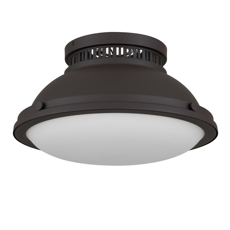 2-Light 14-in Dark Bronze Flush Mount, 8" H x 14" W x 14" D, Antique Bronze, 2 Lights