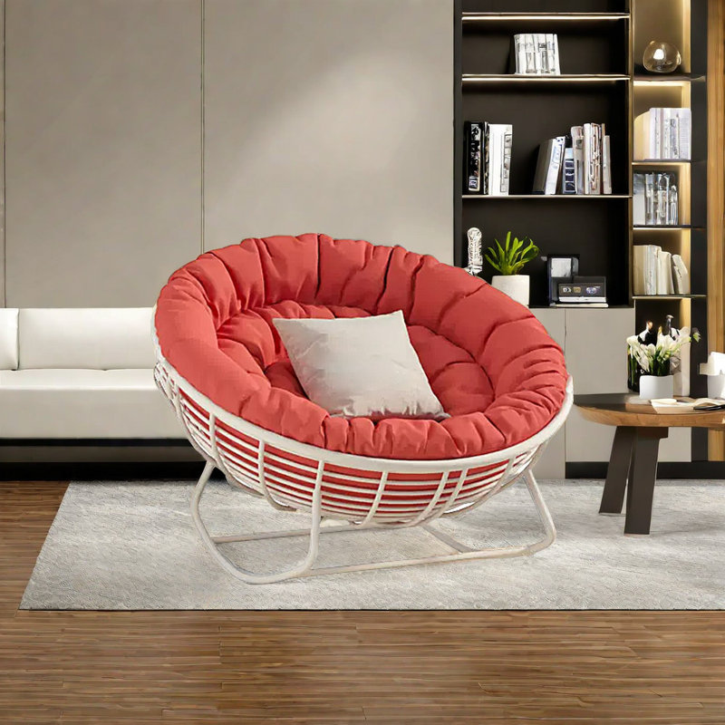 Chaise berçante en métal Luxury, Rouge, Blanc