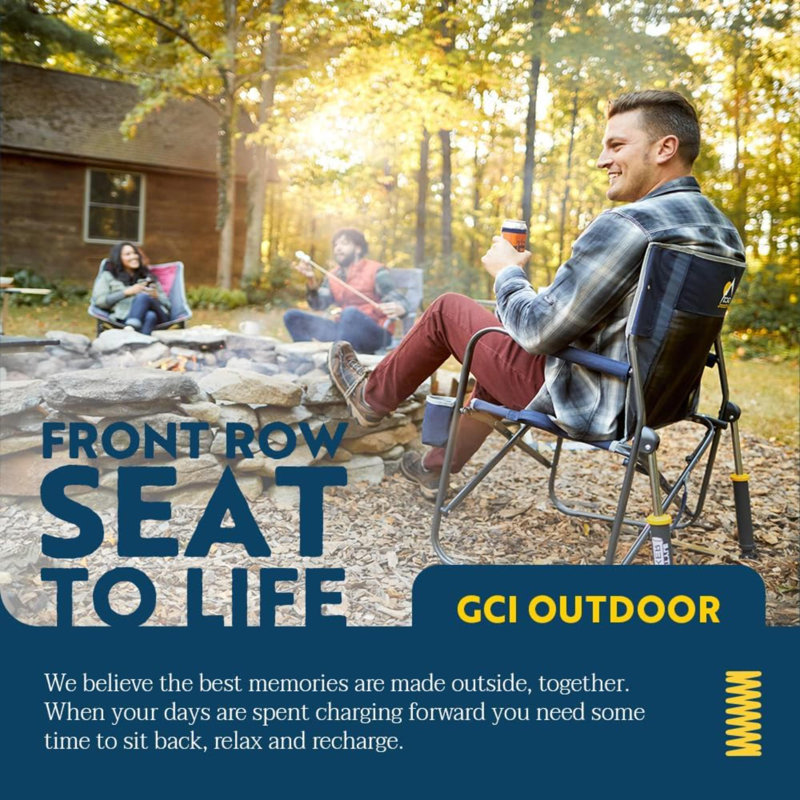 Freestyle Rocker Camping Chair | Portable Folding Rocking Chair With Solid, Durable Armrests, Drink Holder & Comfortable Backrest