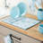 FIESTA Botanical Floral Dish Drying Mat, Sky Blue, 16"x22"
