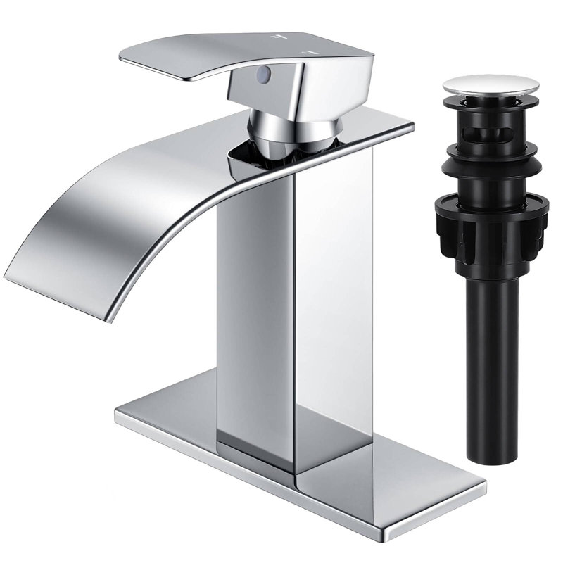 Freestanding Single-handle Bathroom Faucet with Drain Assembly, Chrome