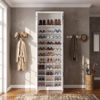 Meuble à chaussures d'entrée à 3 sections avec rangement supérieur, 6 tablettes et 12 casiers individuels