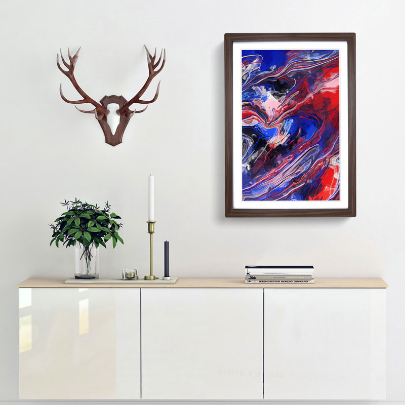 To Hold Me in Abstract - Picture Frame Graphic Art Print, 50cm H x 35cm W x 2cm D, Walnut