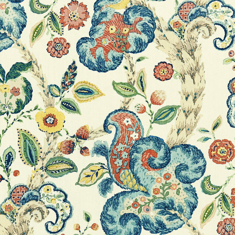 La Boheme Cumbria Hand Block Print Fabric, Multi/Cream