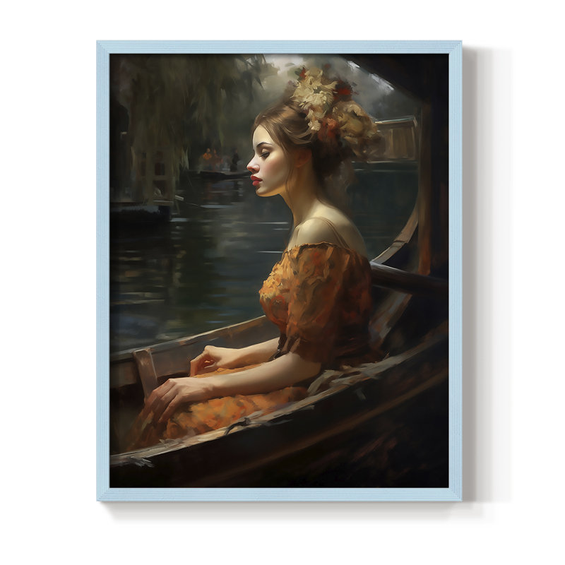 Reproduction encadrée WOMEN Series CDLxxxix - bois massif, H 11 po x l 9 po, Bleu