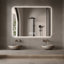 Miroir de salle de bain 28 po x 36 po à DEL, à éclairage avant et rétroéclairé, anti-buée, 3 couleurs, à intensité variable à 5 niveaux, fixation murale horizontale et verticale-1741071615