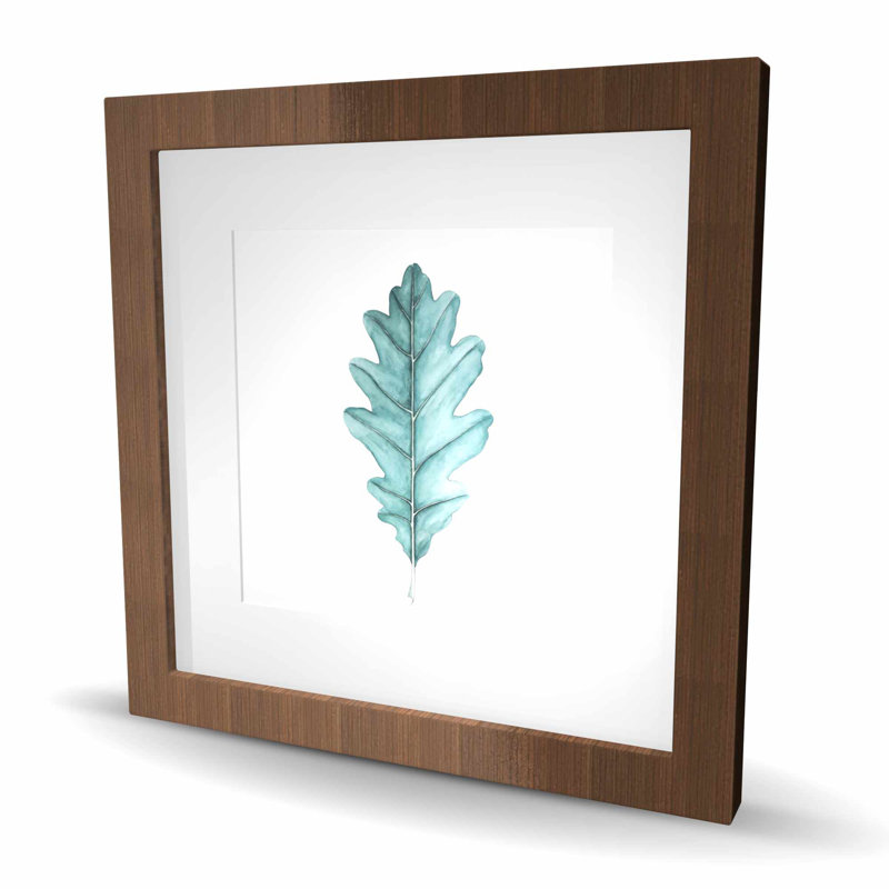 Feuille de chêne - impression matte encadrée minimaliste pour la décoration intérieure, H 16 po x l 16 po, Brun