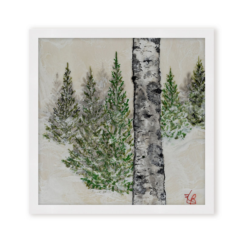 Art mural sur toile "Wintered Pines" par Karen Biery, H 30 po x l 30 po, Framed Print, Black