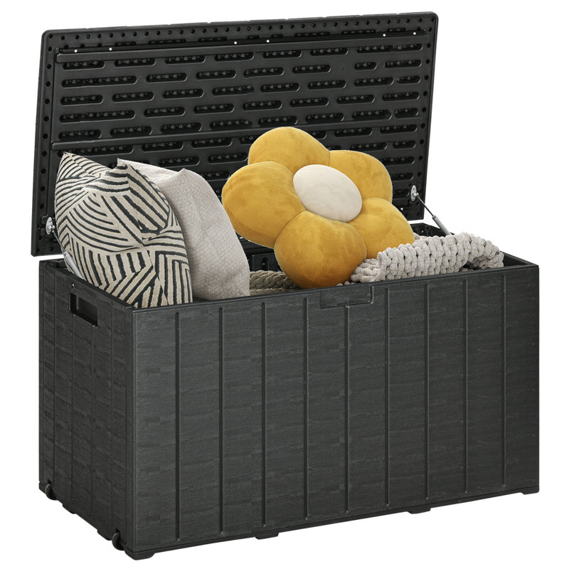 Latitude Run Lettsome 122.4cm W 336L Water Resistant Plastic Cabinet Deck Box in Black