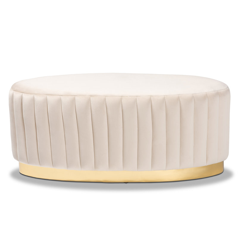Velvet Ottoman, Beige Velvet
