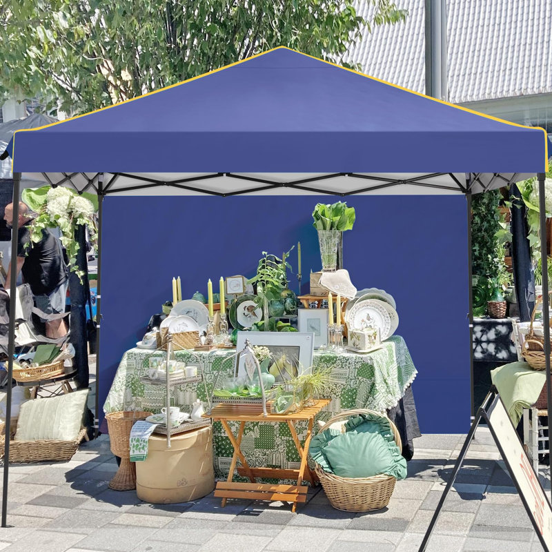 10x10 Pop Up Canopy Tent Heavy Duty with Sidewalls, Outdoor Commercial Canopy with Awning, Navy