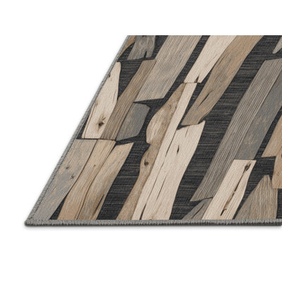 Washable Driftwood Arrangement Coastal Area Rug