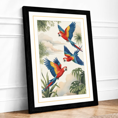 Macaws in Flight Tropical - Framed Print
