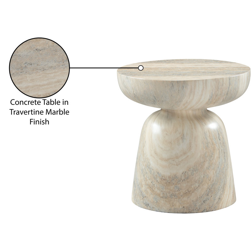 Avellino Finished Concrete Indoor/Outdoor End Table, Travertine