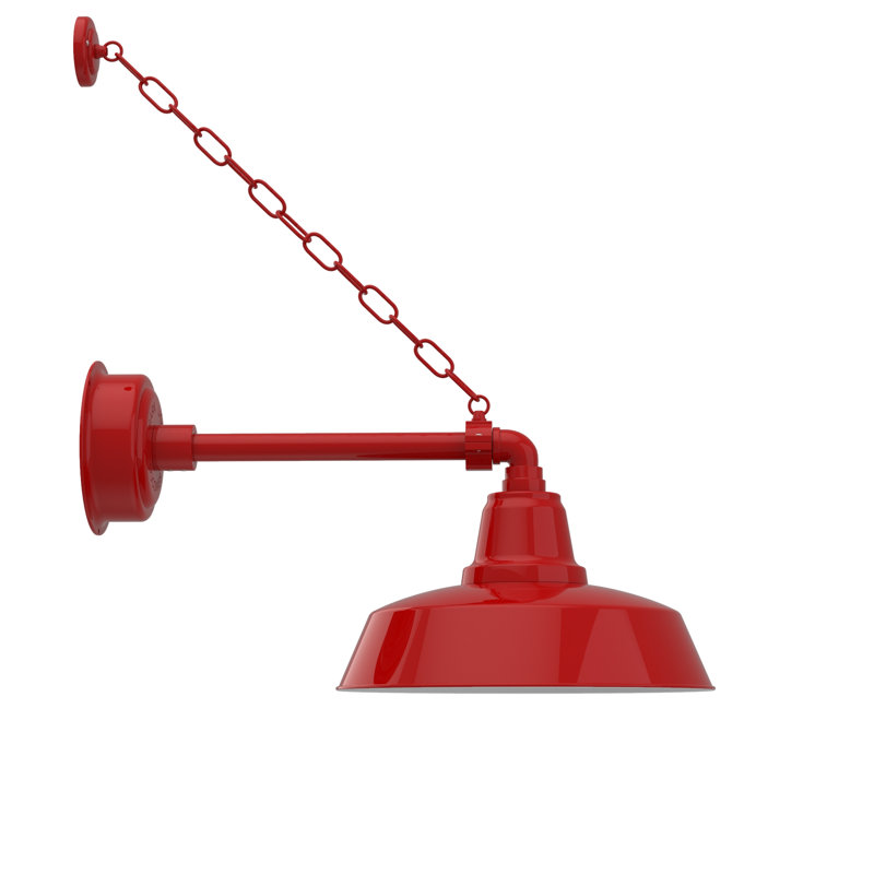 Luminaire de grange d'extérieur à DEL Vandervliet, H 10 po x l 14 po x P 24 po, Rouge cerise