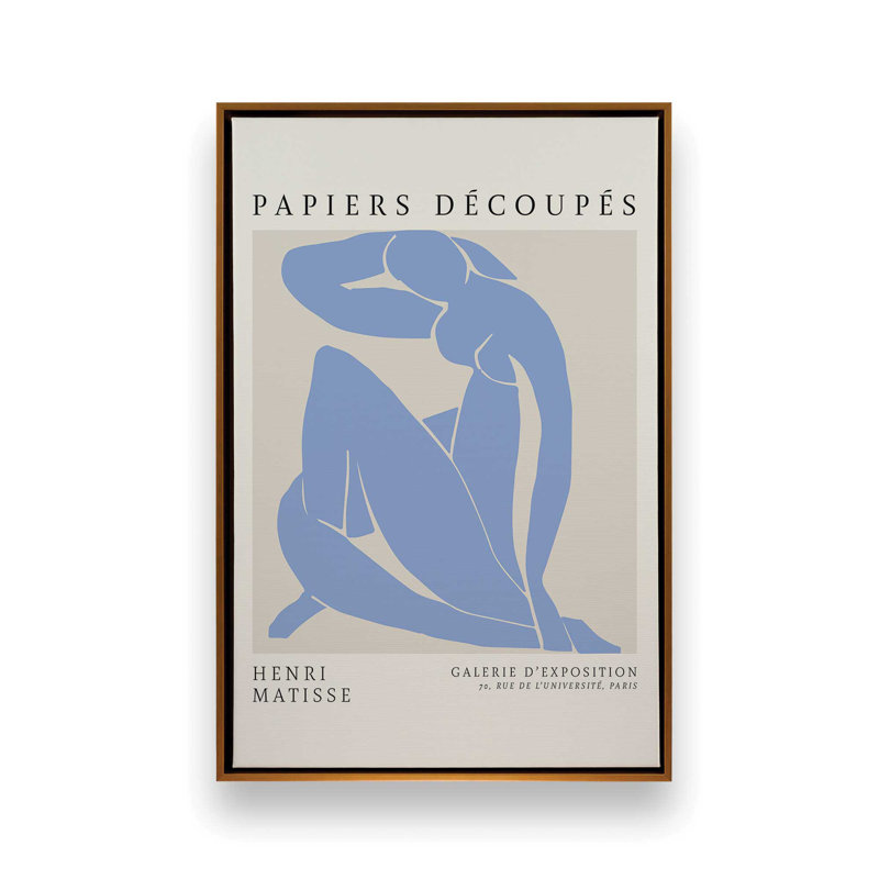 Blue Nude II Matisse, affiche d'art, H 30,75 po x l 20,75 po x P 1,75 po, Cadre flottant or poli
