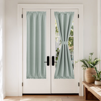  100% Blackout Curtain for Door Window, Privacy Room Darkening Shade Thermal Insulated French Door Curtain with Tie Back, Elegant Home Decoration, 1 Panel