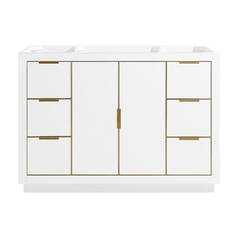 Austen 48'' W Single Bathroom Vanity Base, White/Brushed Silver