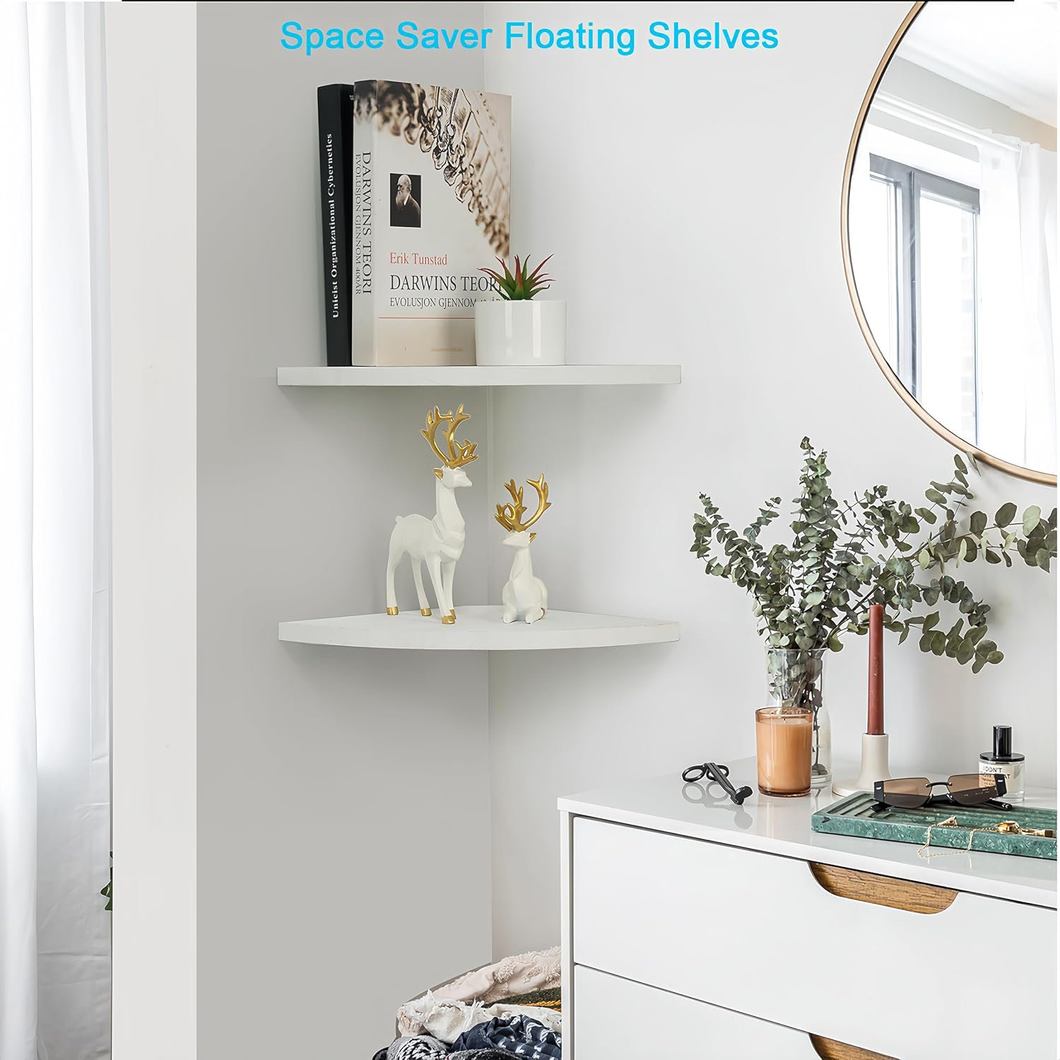 Ebern Designs Rustic Wood Corner Floating Shelves - Wayfair Canada