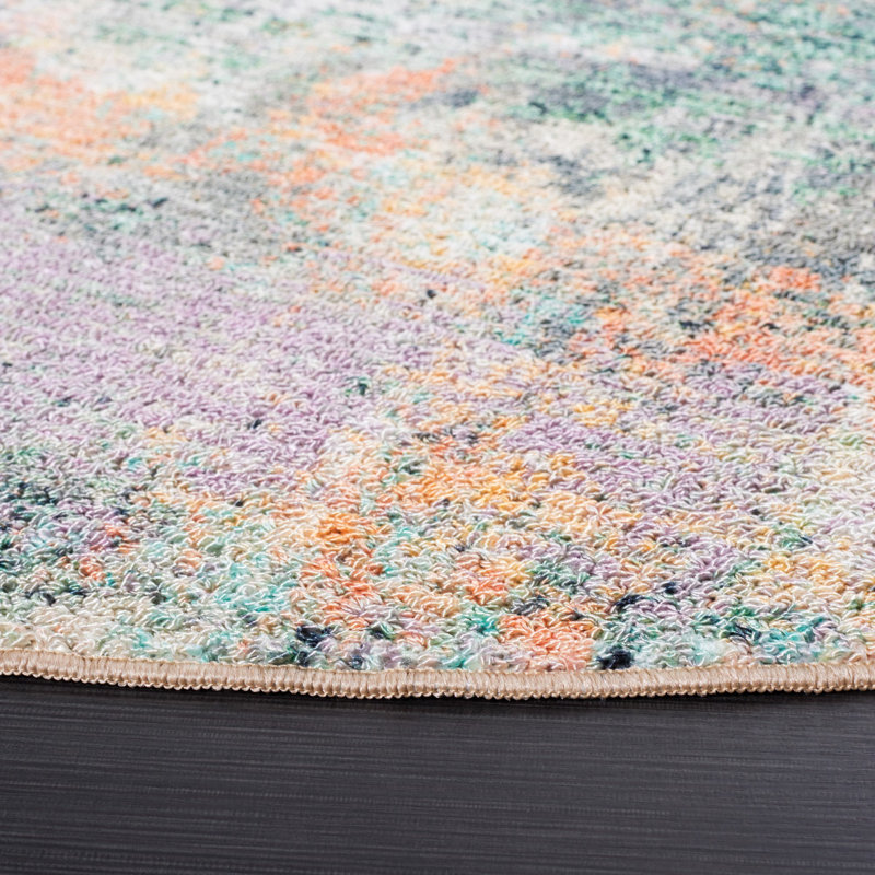 Sequoia Performance Machine Washable Abstract Rug, Round 6'7"