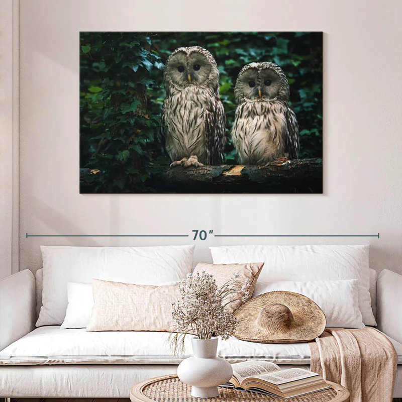 Brampt Owls On A Branch, 32" H x 48" W