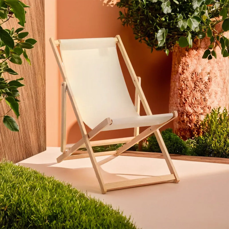 Alayah Folding Deck Chair, Cream
