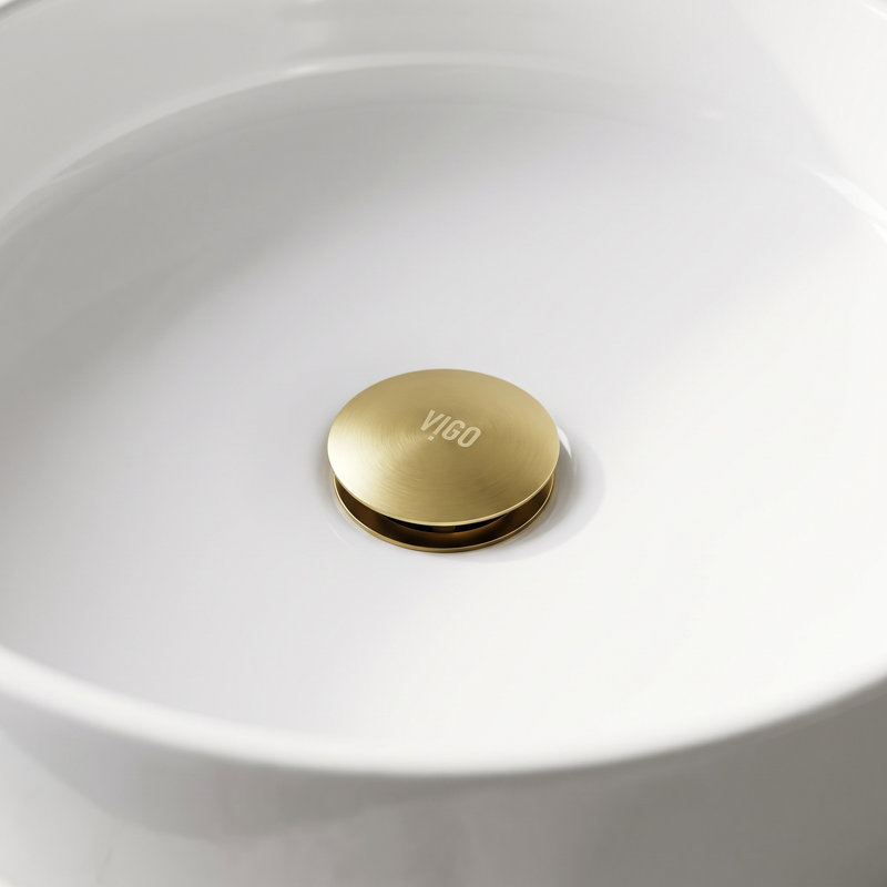 Bathroom Sink Pop-Up Drain With Overflow, Matte Gold