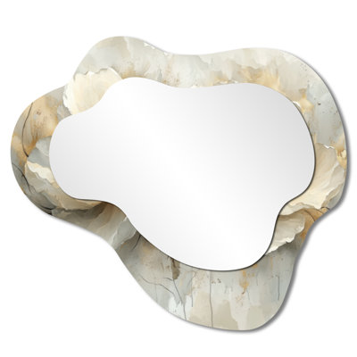 Réflexion parallèle de fleurs de pivoines abstraites - miroir mural asymétrique abstrait, miroir de coiffeuse moderne, imprimé sur métal