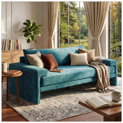 Chenille Upholstered 3-Seater Sofa 80.7" Sofa Couch with Wide Armrests, Thick Cushion, Ergonomic Back Support for Living Room, Bedroom, or Office,