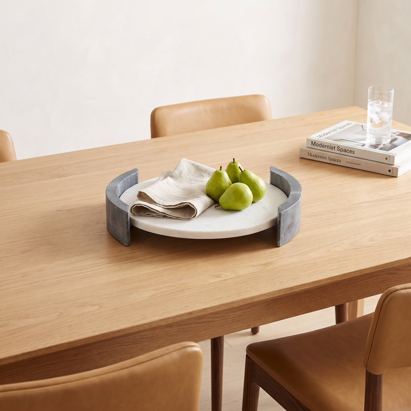 Adrie 14" Harding Marble Tray, Black
