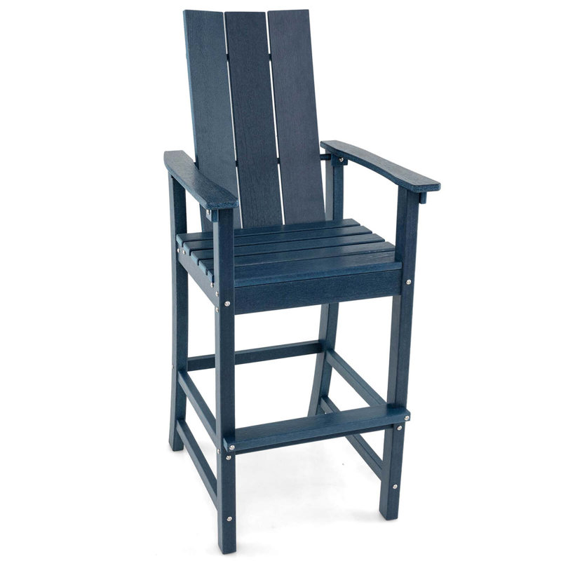  Chaise haute Adirondack avec accoudoirs ergonomiques et repose-pieds pour la cour arrière, Bleu marine