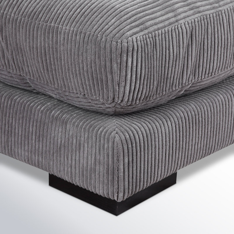 Lonsdale Square Ottoman, Gray Corduroy