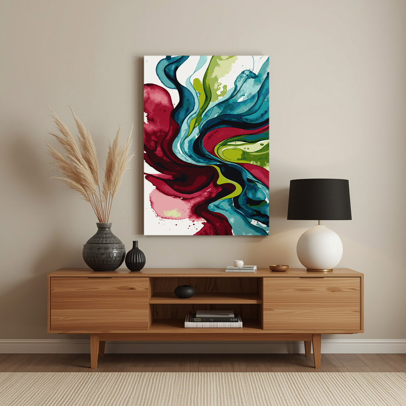 Aquarelle abstraite, art mural en métal rouge 73, H 20 po x l 16 po